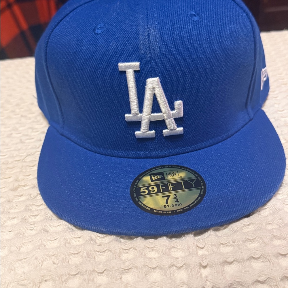 New Era 59FIFTY LA Dodgers MLB Fitted Hat Blue White Logo Size 7 3/4 New